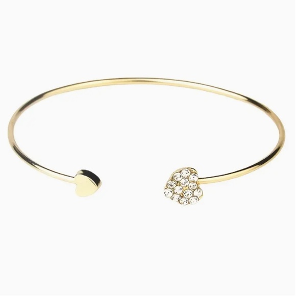 2 for $12 Adjustable Love Heart Silver and Gold-tone Bangle Bracelets - Picture 11 of 13